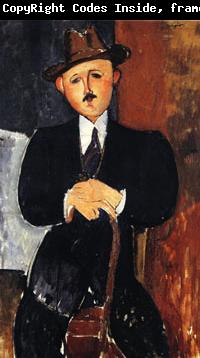 Amedeo Modigliani Seated man with a cane
